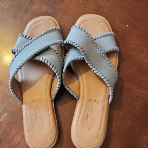 Joie Light Blue Cross-Strap Slide Sandals